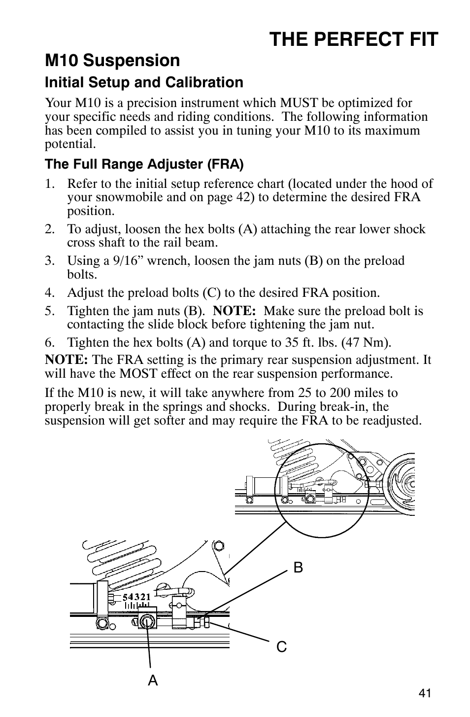 The perfect fit, M10 suspension | Polaris 2003 Frontier User Manual | Page 43 / 140