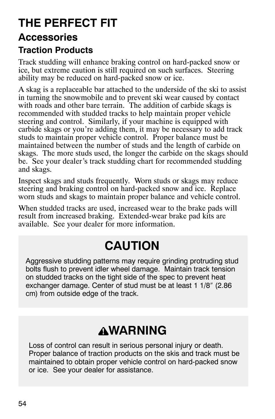 Caution, Warning, The perfect fit | Accessories | Polaris 2003 Frontier User Manual | Page 56 / 140