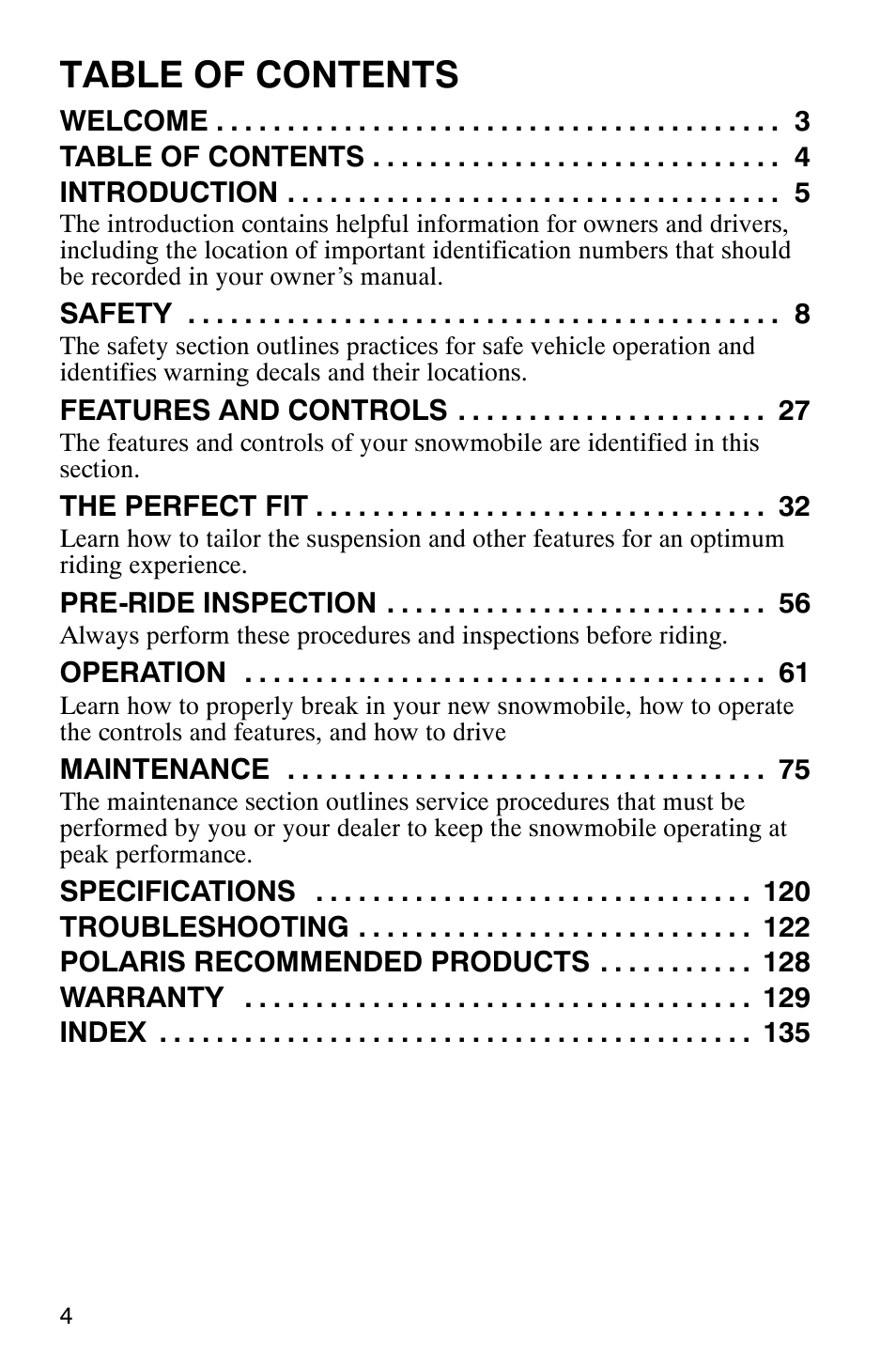 Polaris 2003 Frontier User Manual | Page 6 / 140