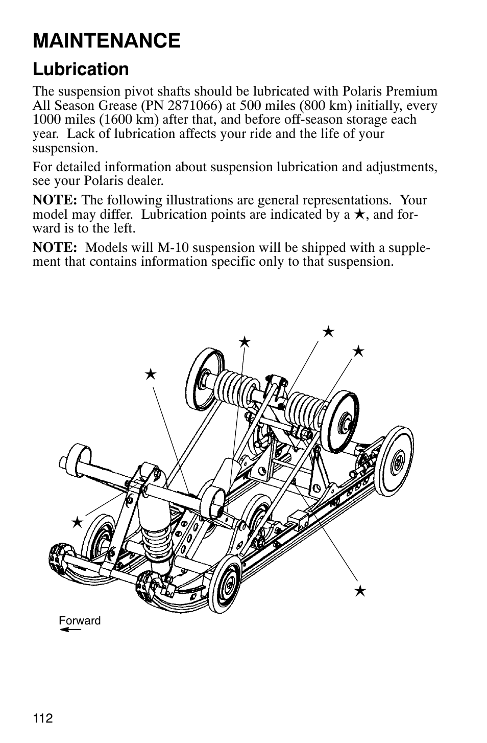 Maintenance, Lubrication | Polaris 2003 Universal Snowmobiles User Manual | Page 114 / 189
