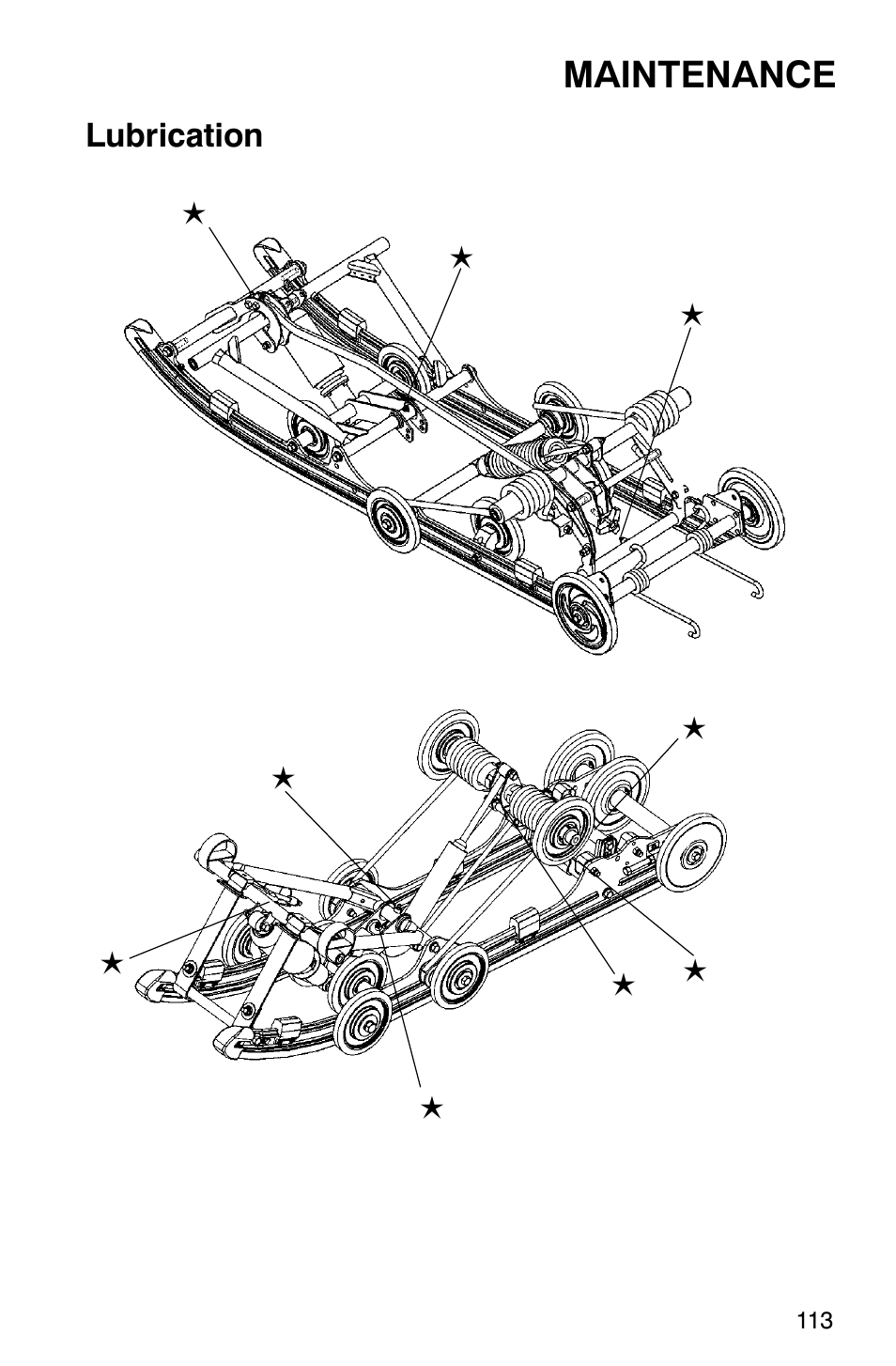 Maintenance, Lubrication | Polaris 2003 Universal Snowmobiles User Manual | Page 115 / 189
