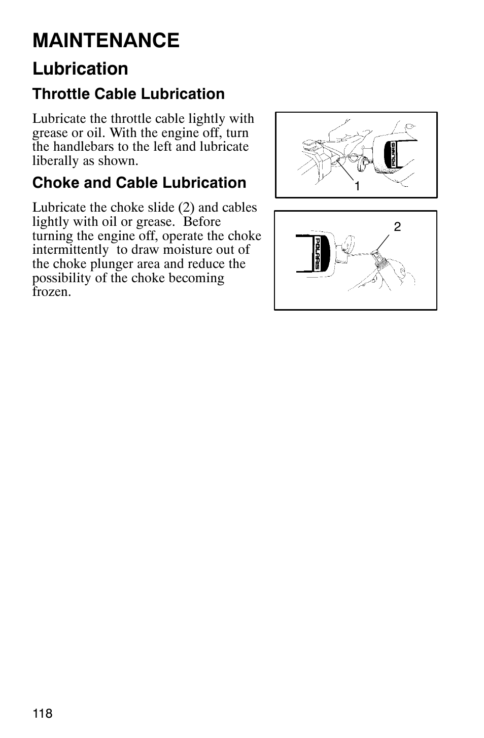 Maintenance, Lubrication | Polaris 2003 Universal Snowmobiles User Manual | Page 120 / 189