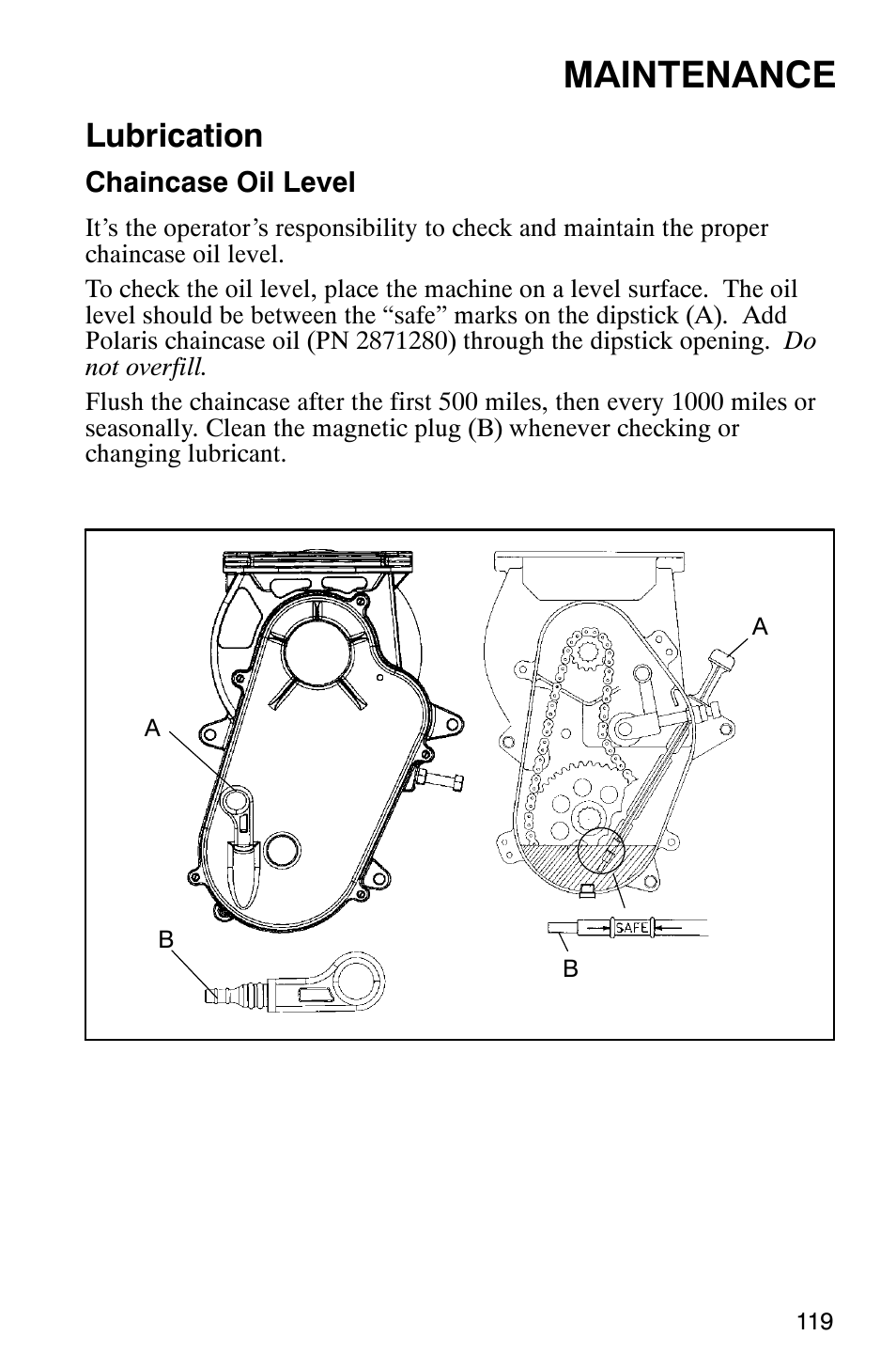 Maintenance, Lubrication | Polaris 2003 Universal Snowmobiles User Manual | Page 121 / 189