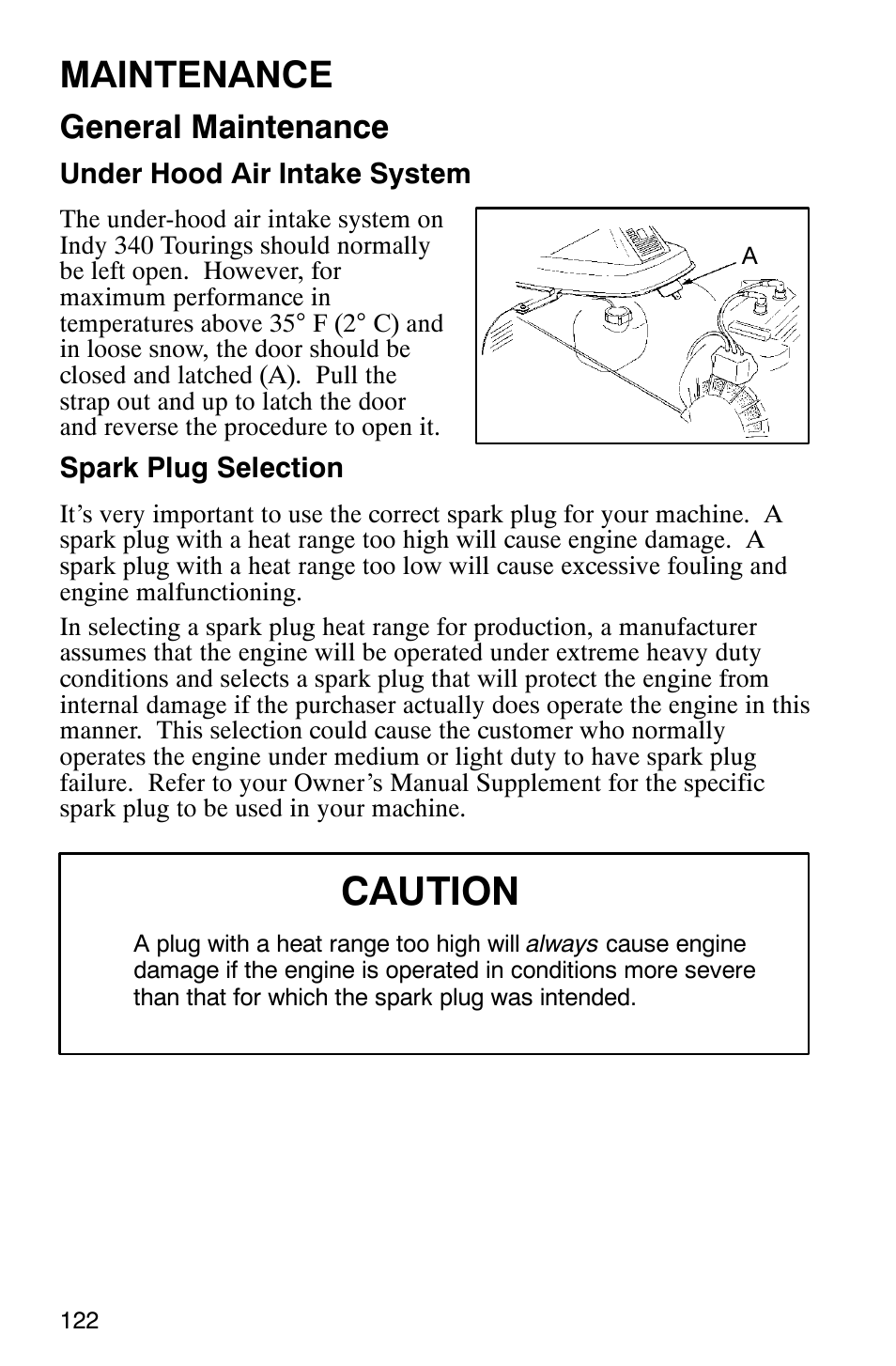 Caution, Maintenance, General maintenance | Polaris 2003 Universal Snowmobiles User Manual | Page 124 / 189