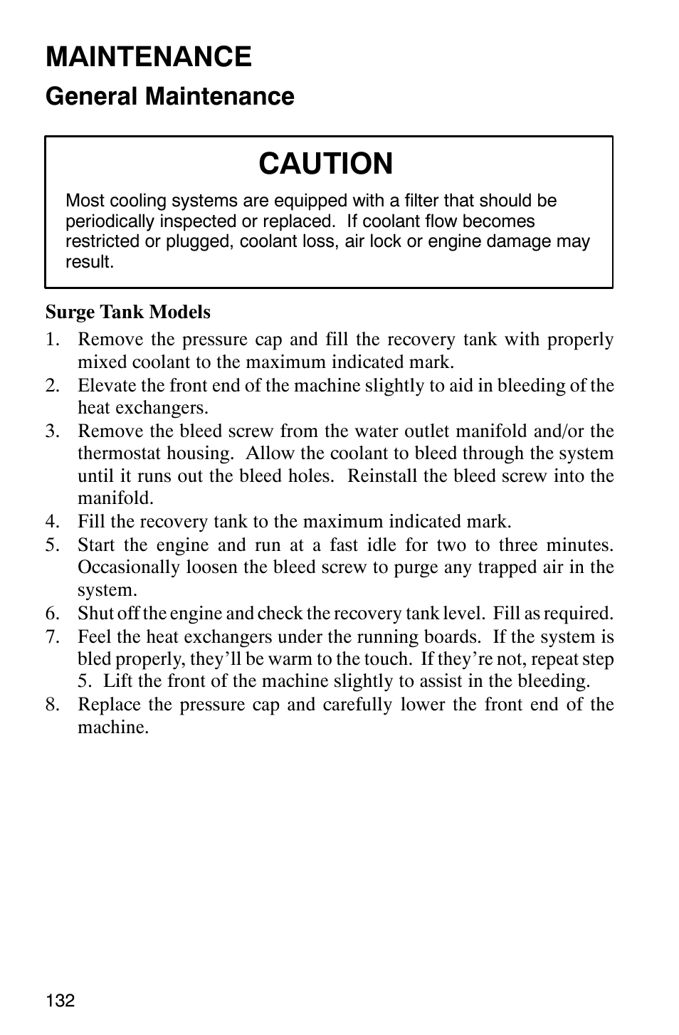 Caution, Maintenance, General maintenance | Polaris 2003 Universal Snowmobiles User Manual | Page 134 / 189