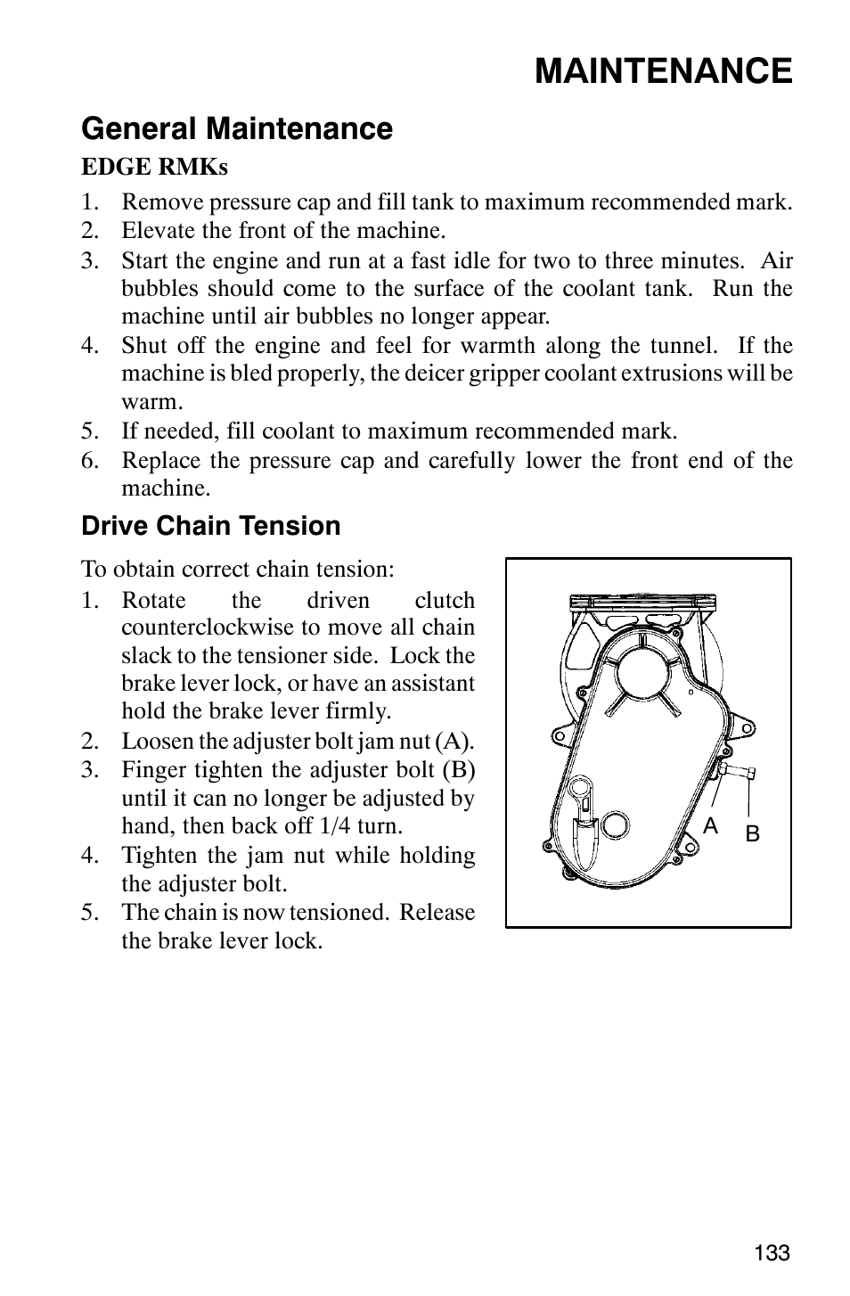 Maintenance, General maintenance | Polaris 2003 Universal Snowmobiles User Manual | Page 135 / 189