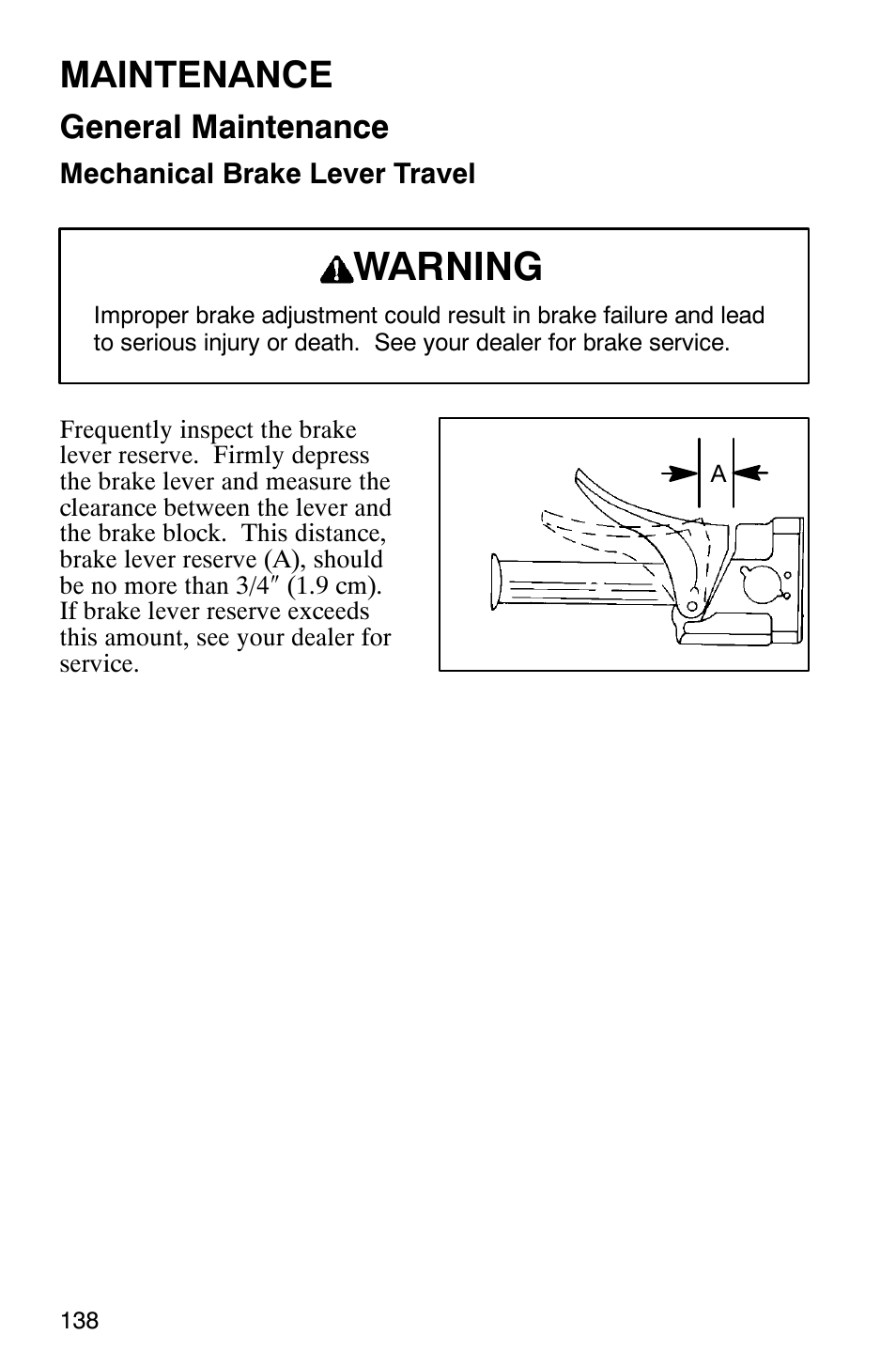 Warning, Maintenance, General maintenance | Polaris 2003 Universal Snowmobiles User Manual | Page 140 / 189