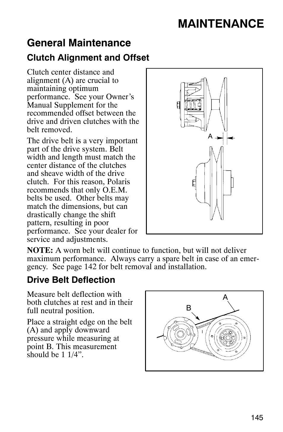 Maintenance, General maintenance | Polaris 2003 Universal Snowmobiles User Manual | Page 147 / 189