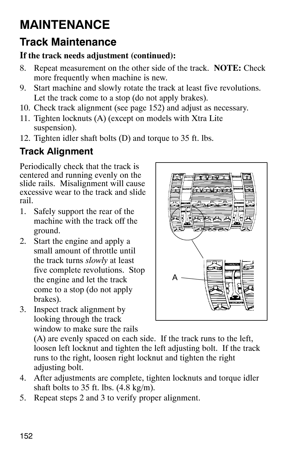 Maintenance, Track maintenance | Polaris 2003 Universal Snowmobiles User Manual | Page 154 / 189