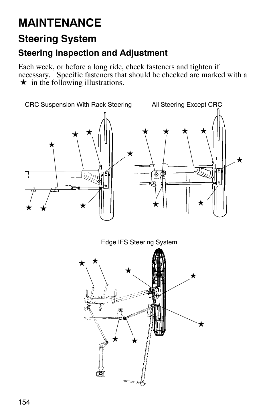 Maintenance, Steering system | Polaris 2003 Universal Snowmobiles User Manual | Page 156 / 189