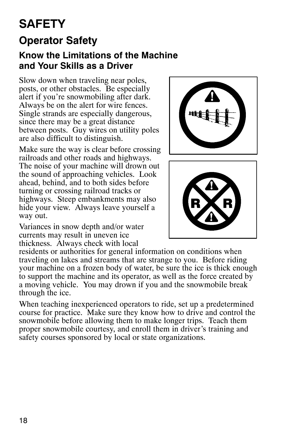 Safety, Operator safety | Polaris 2003 Universal Snowmobiles User Manual | Page 20 / 189