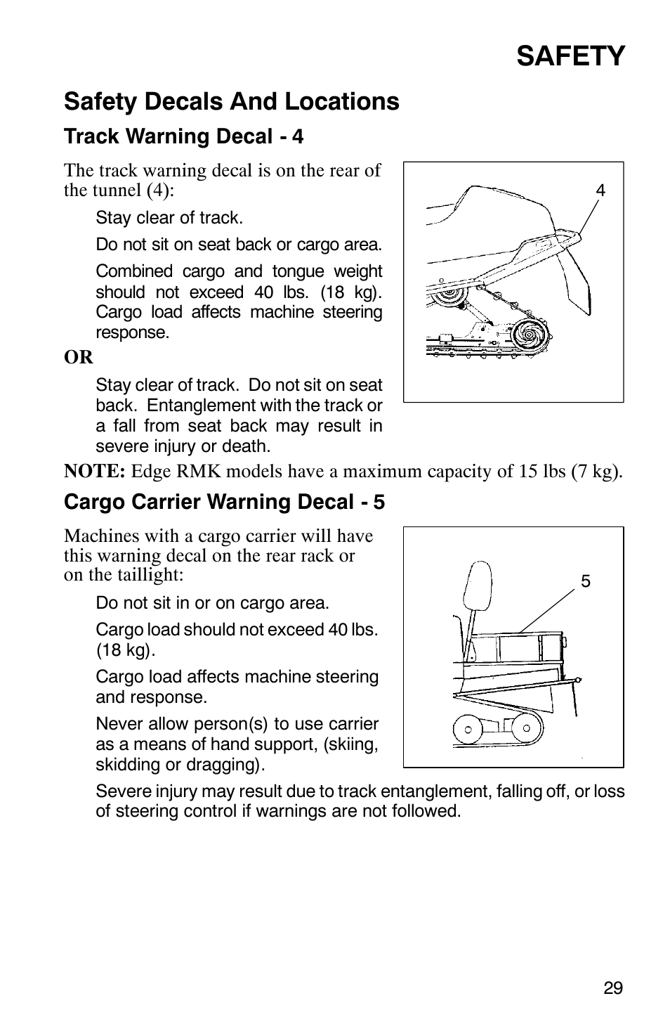 Safety, Safety decals and locations | Polaris 2003 Universal Snowmobiles User Manual | Page 31 / 189
