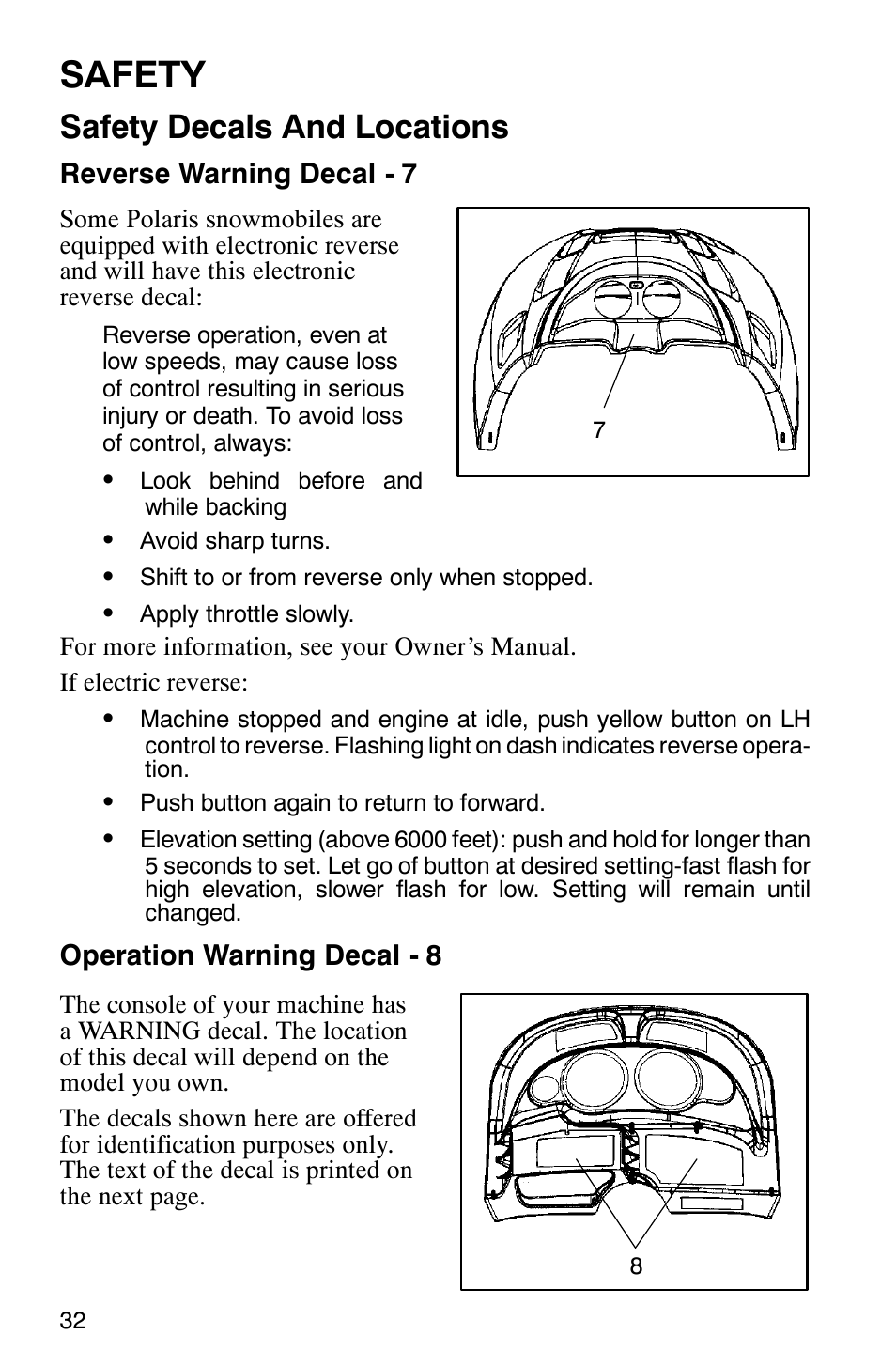 Safety, Safety decals and locations | Polaris 2003 Universal Snowmobiles User Manual | Page 34 / 189