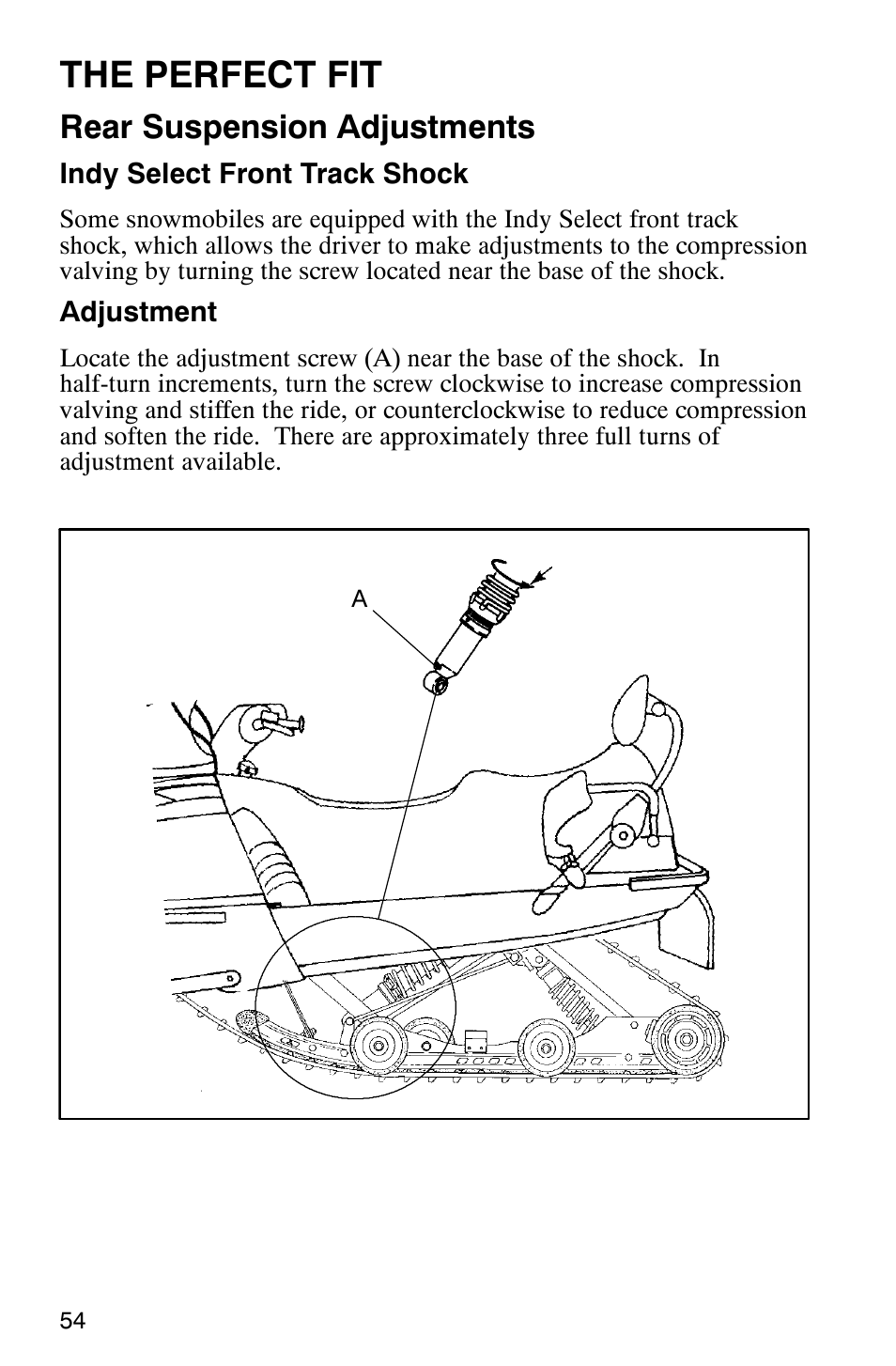 The perfect fit, Rear suspension adjustments | Polaris 2003 Universal Snowmobiles User Manual | Page 56 / 189