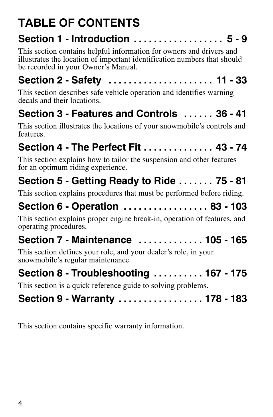 Polaris 2003 Universal Snowmobiles User Manual | Page 6 / 189