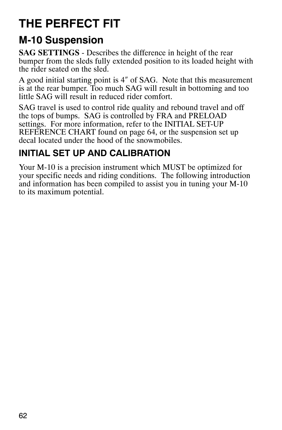 The perfect fit, M-10 suspension | Polaris 2003 Universal Snowmobiles User Manual | Page 64 / 189