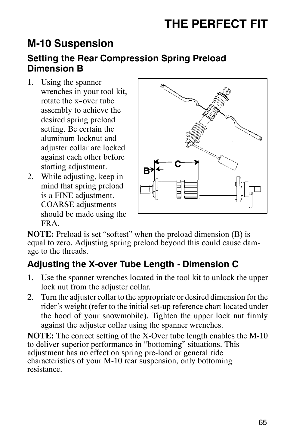 The perfect fit, M-10 suspension | Polaris 2003 Universal Snowmobiles User Manual | Page 67 / 189