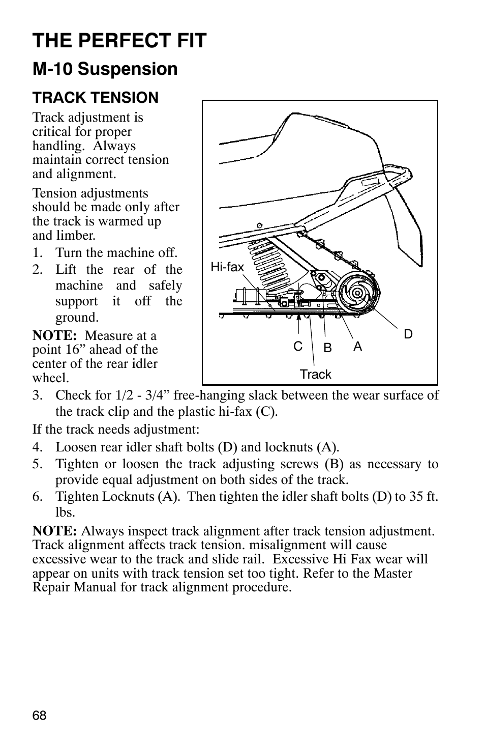 The perfect fit, M-10 suspension | Polaris 2003 Universal Snowmobiles User Manual | Page 70 / 189