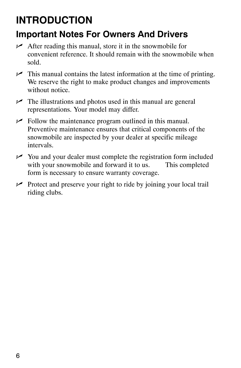 Introduction | Polaris 2003 Universal Snowmobiles User Manual | Page 8 / 189