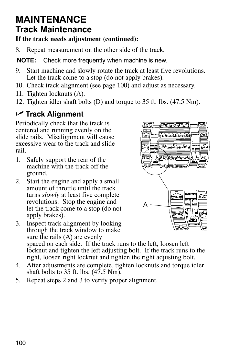 Maintenance, Track maintenance | Polaris 2005 RMK User Manual | Page 103 / 130