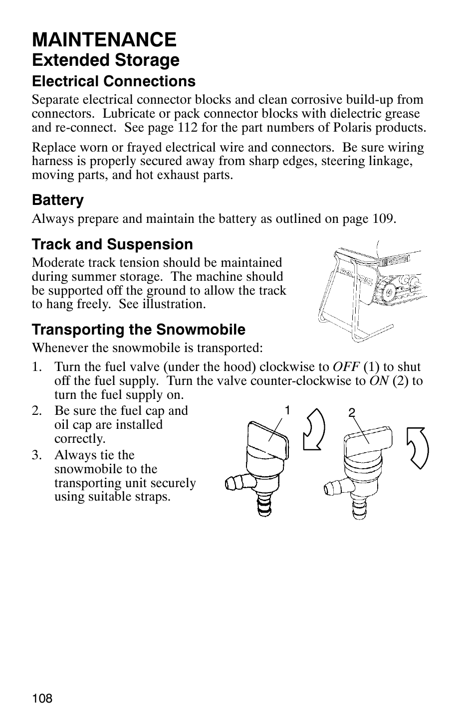 Maintenance, Extended storage | Polaris 2005 RMK User Manual | Page 111 / 130