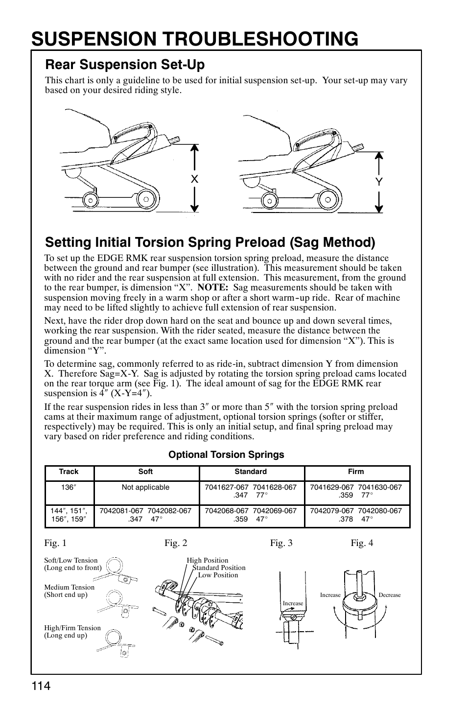 Suspension troubleshooting, Rear suspension set-up | Polaris 2005 RMK User Manual | Page 117 / 130