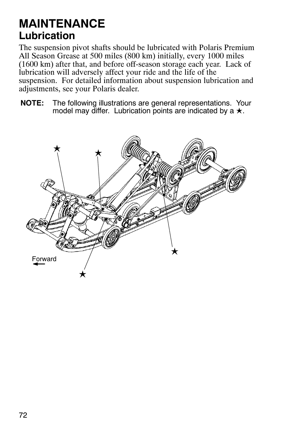 Maintenance, Lubrication | Polaris 2005 RMK User Manual | Page 75 / 130