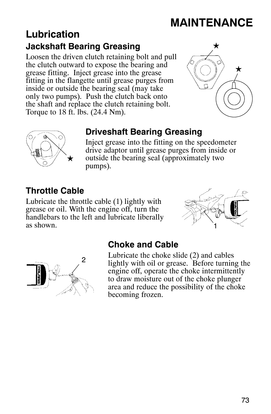 Maintenance, Lubrication | Polaris 2005 RMK User Manual | Page 76 / 130