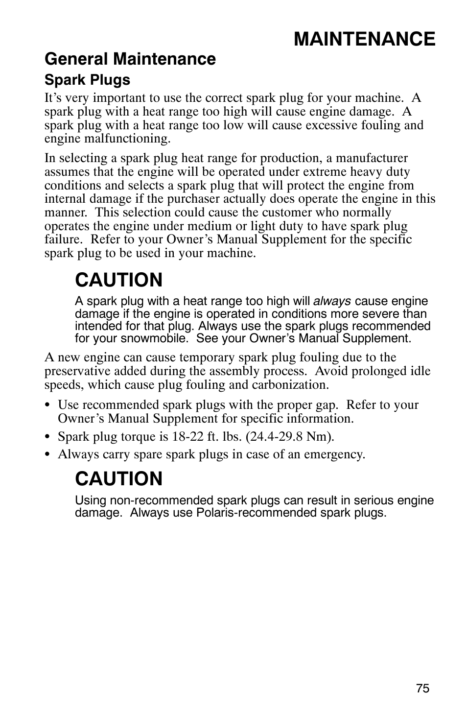 Maintenance, Caution, General maintenance | Polaris 2005 RMK User Manual | Page 78 / 130