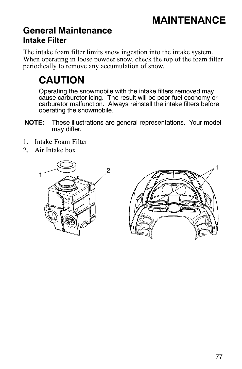 Maintenance, Caution, General maintenance | Polaris 2005 RMK User Manual | Page 80 / 130