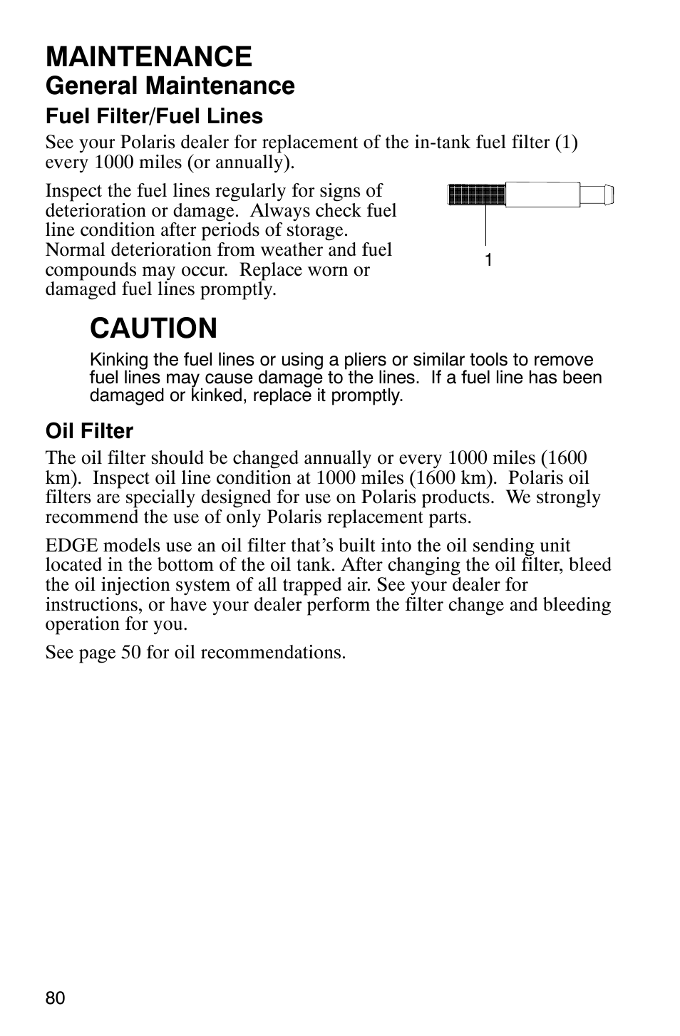 Maintenance, Caution, General maintenance | Polaris 2005 RMK User Manual | Page 83 / 130