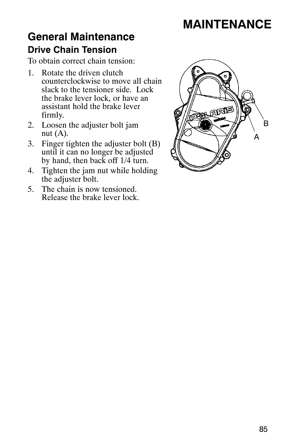 Maintenance, General maintenance | Polaris 2005 RMK User Manual | Page 88 / 130