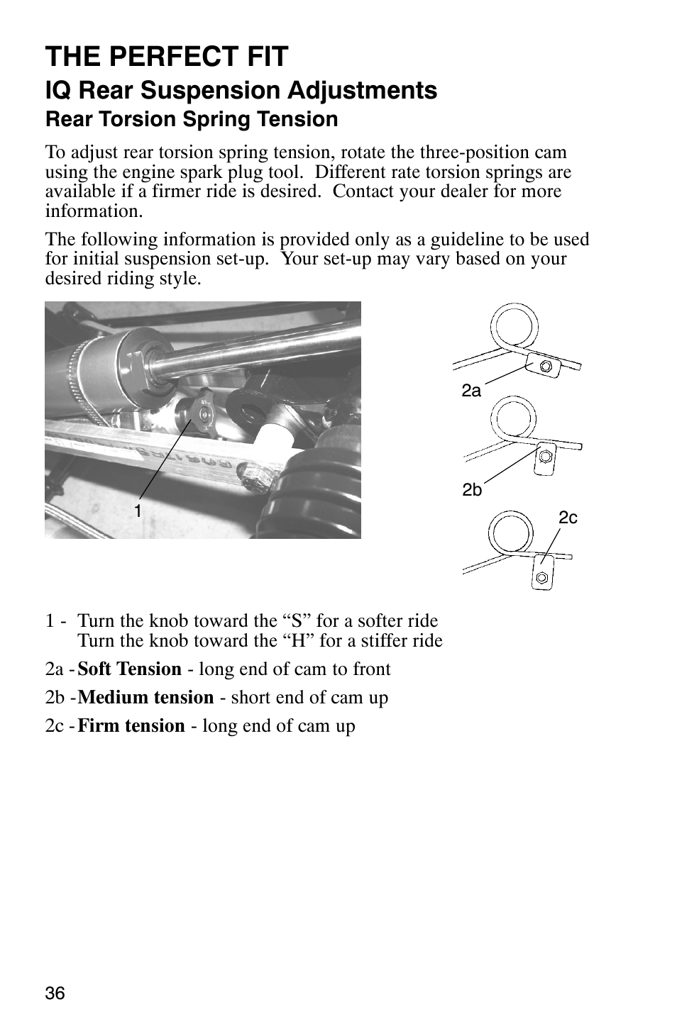 The perfect fit, Iq rear suspension adjustments | Polaris 2005 440 IQ User Manual | Page 39 / 122