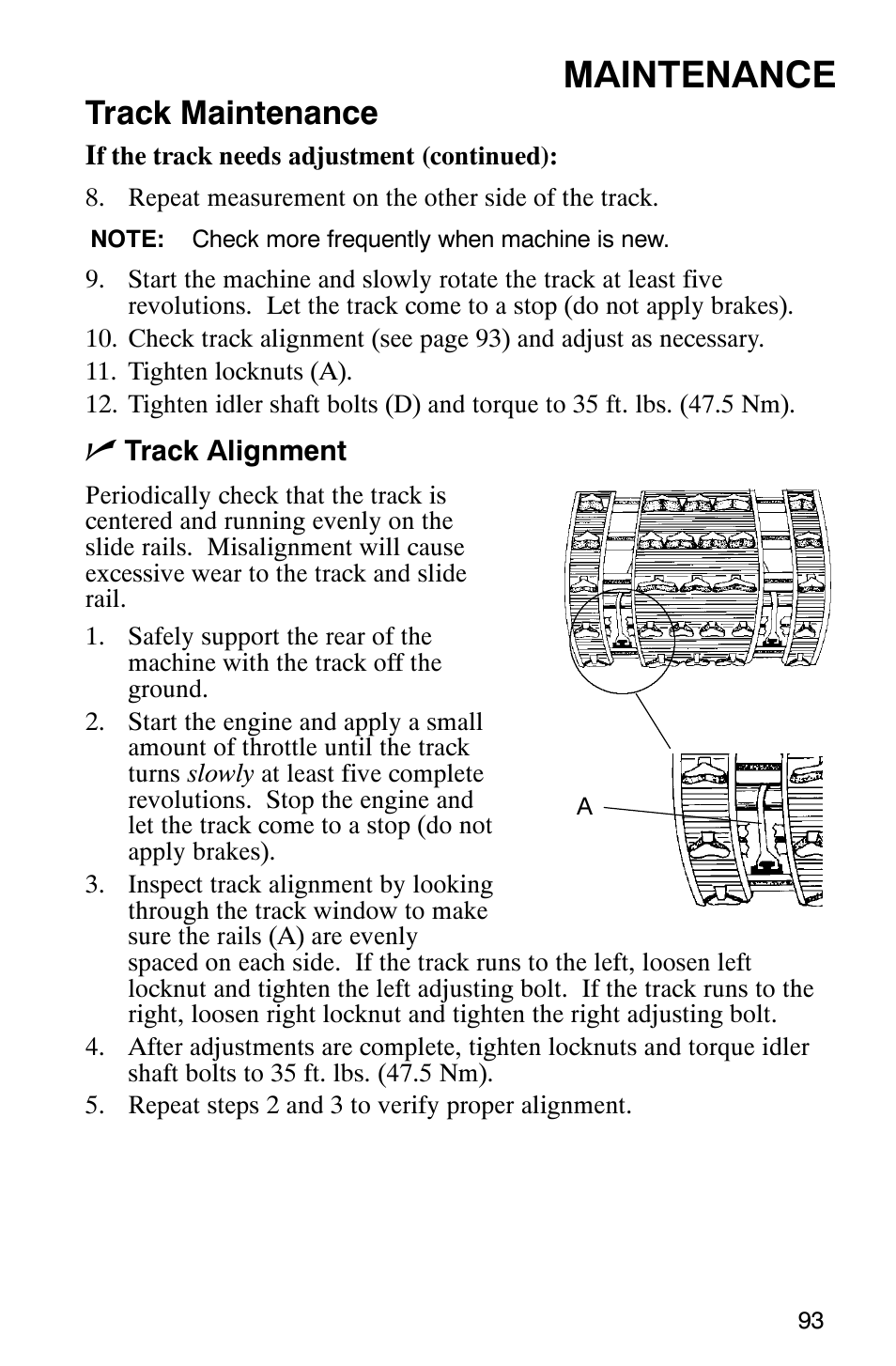 Maintenance, Track maintenance | Polaris 2005 440 IQ User Manual | Page 96 / 122