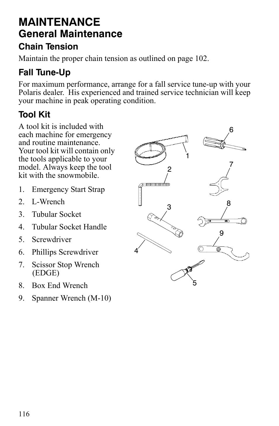 Maintenance, General maintenance | Polaris 2006 Edge Snowmobiles with 121 Track User Manual | Page 119 / 157