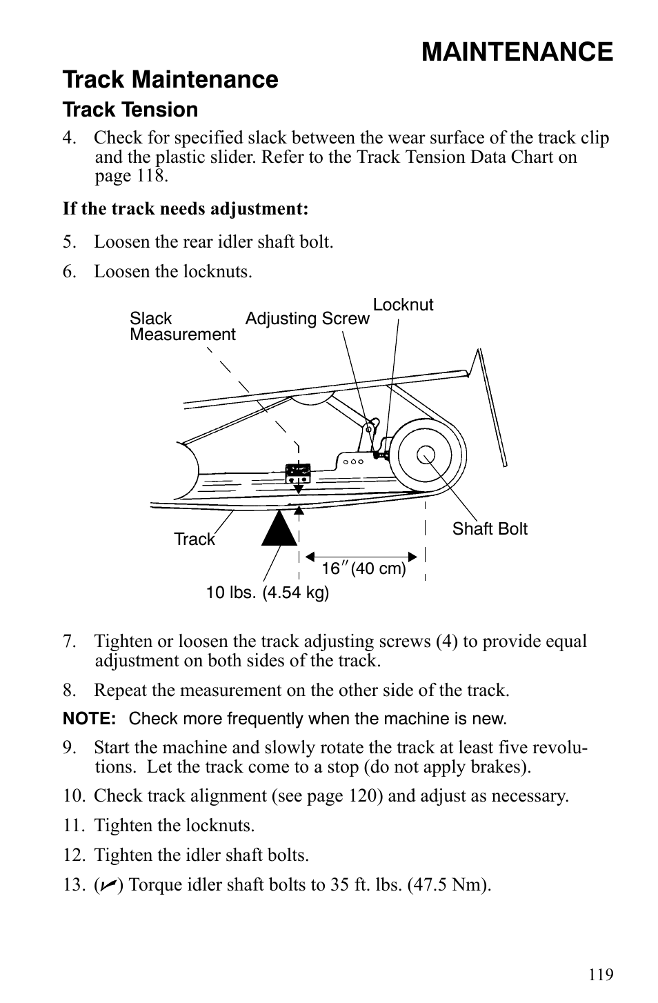 Maintenance, Track maintenance | Polaris 2006 Edge Snowmobiles with 121 Track User Manual | Page 122 / 157