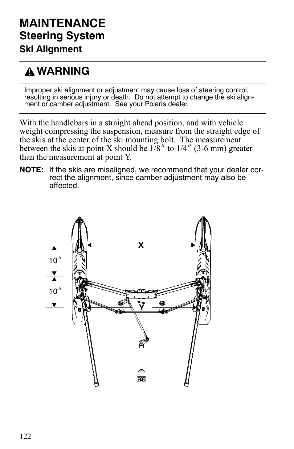 Maintenance, Steering system, Warning | Polaris 2006 Edge Snowmobiles with 121 Track User Manual | Page 125 / 157