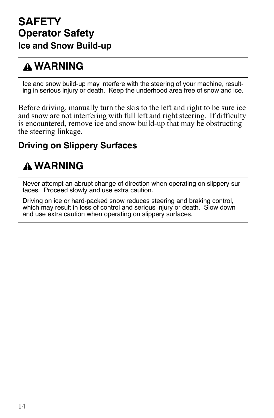 Safety, Operator safety, Warning | Polaris 2006 Edge Snowmobiles with 121 Track User Manual | Page 17 / 157