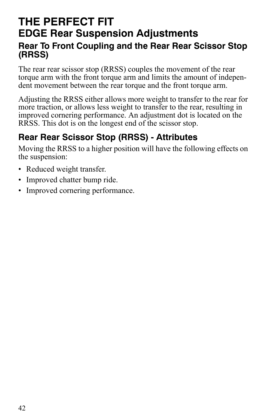 The perfect fit, Edge rear suspension adjustments | Polaris 2006 Edge Snowmobiles with 121 Track User Manual | Page 45 / 157