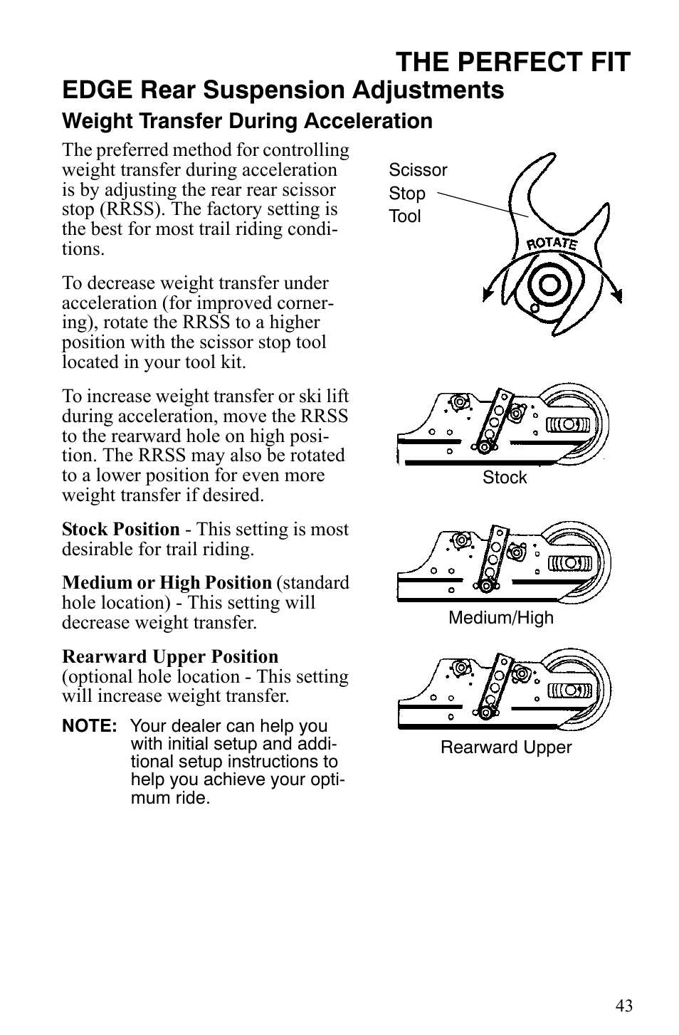 The perfect fit, Edge rear suspension adjustments | Polaris 2006 Edge Snowmobiles with 121 Track User Manual | Page 46 / 157