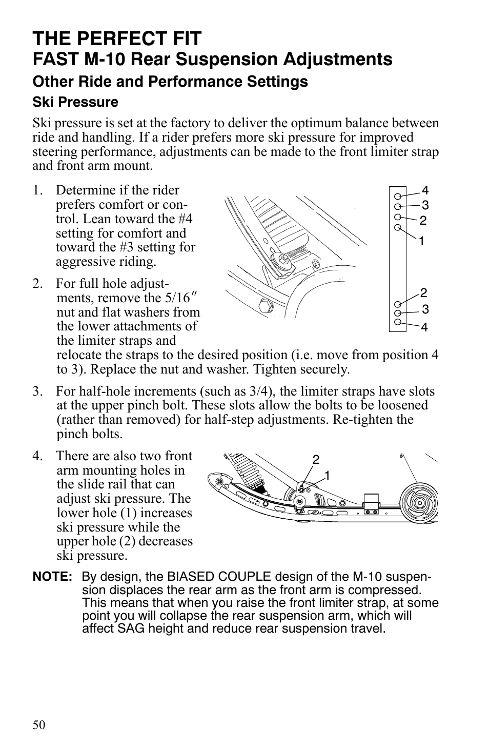 The perfect fit, Fast m-10 rear suspension adjustments | Polaris 2006 Edge Snowmobiles with 121 Track User Manual | Page 53 / 157