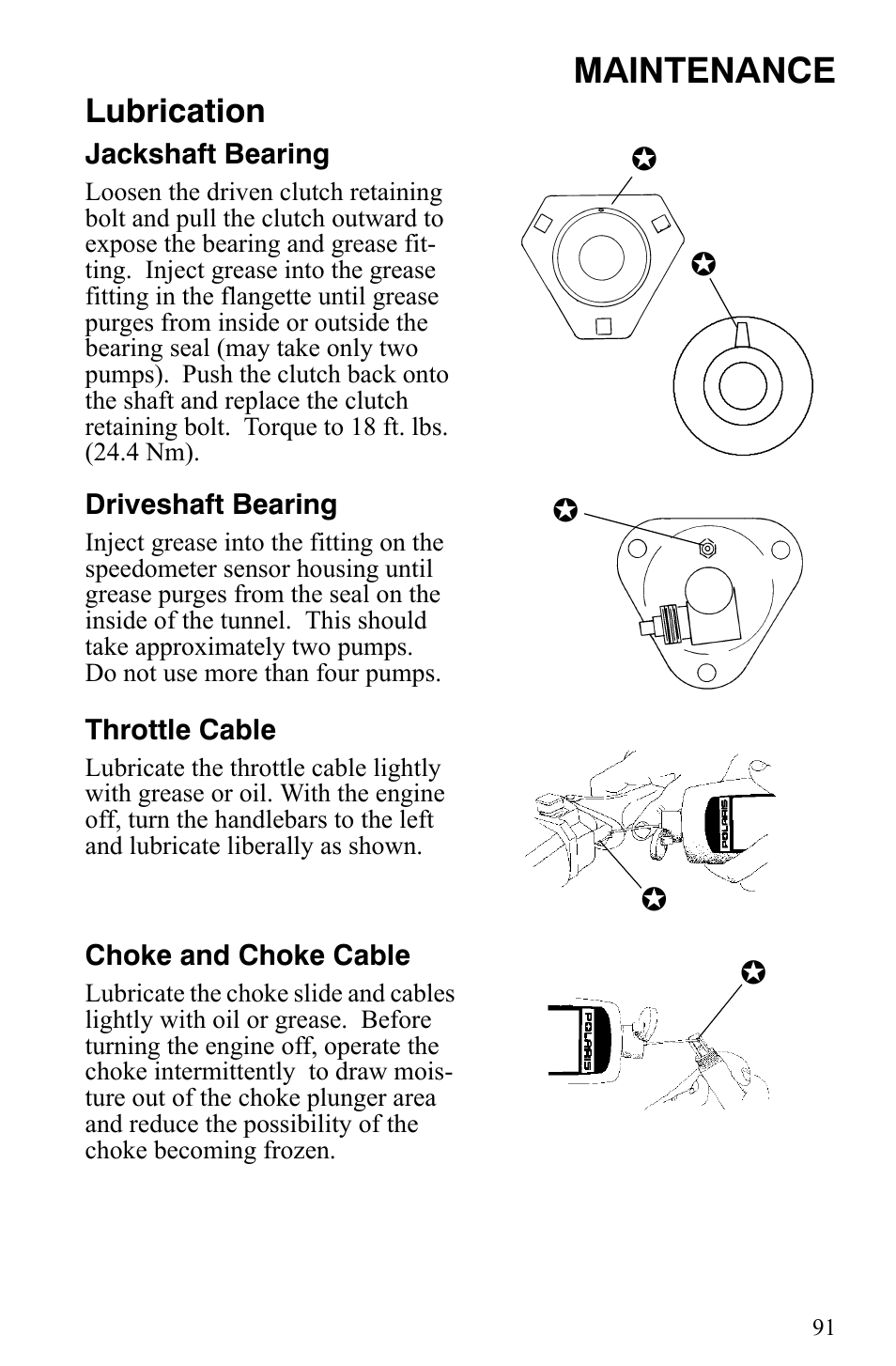 Maintenance, Lubrication | Polaris 2006 Edge Snowmobiles with 121 Track User Manual | Page 94 / 157