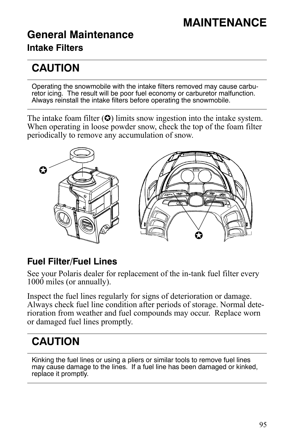 Maintenance, General maintenance, Caution | Polaris 2006 Edge Snowmobiles with 121 Track User Manual | Page 98 / 157