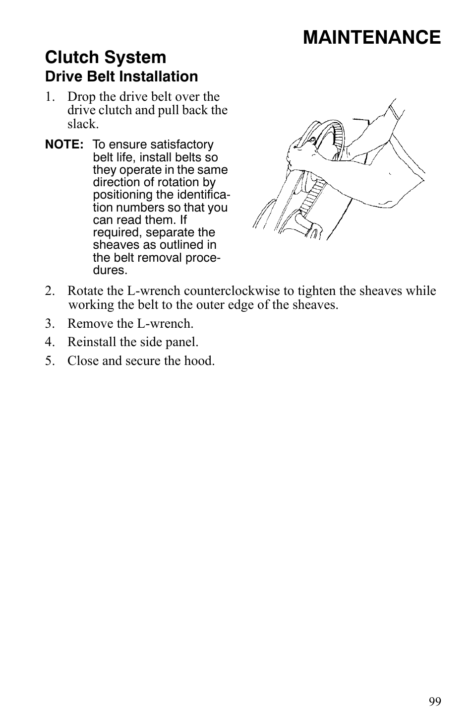 Maintenance, Clutch system | Polaris 2007 Dragon User Manual | Page 102 / 137