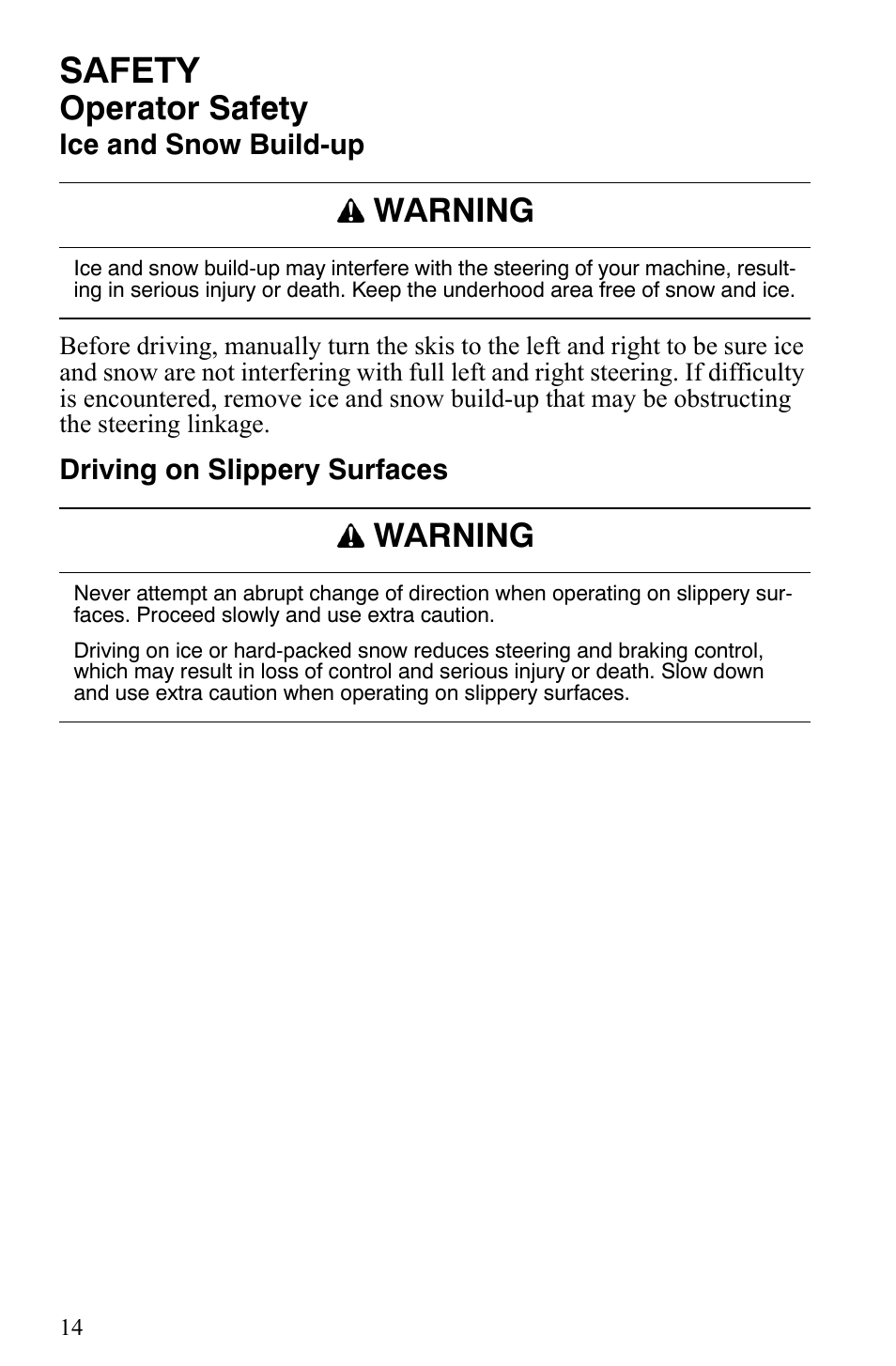 Safety, Operator safety, Warning | Polaris 2007 Dragon User Manual | Page 17 / 137