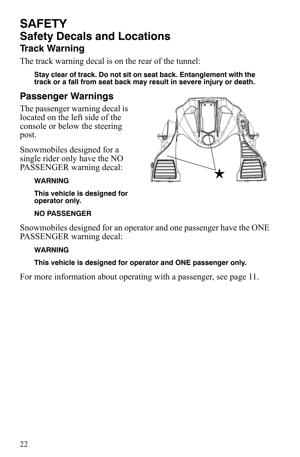 Safety, Safety decals and locations | Polaris 2007 Dragon User Manual | Page 25 / 137