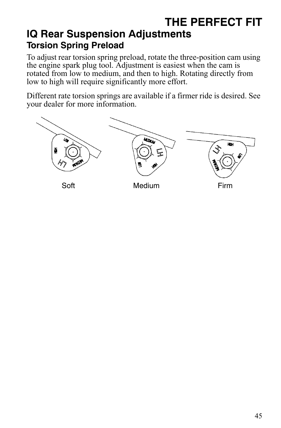 The perfect fit, Iq rear suspension adjustments | Polaris 2007 Dragon User Manual | Page 48 / 137