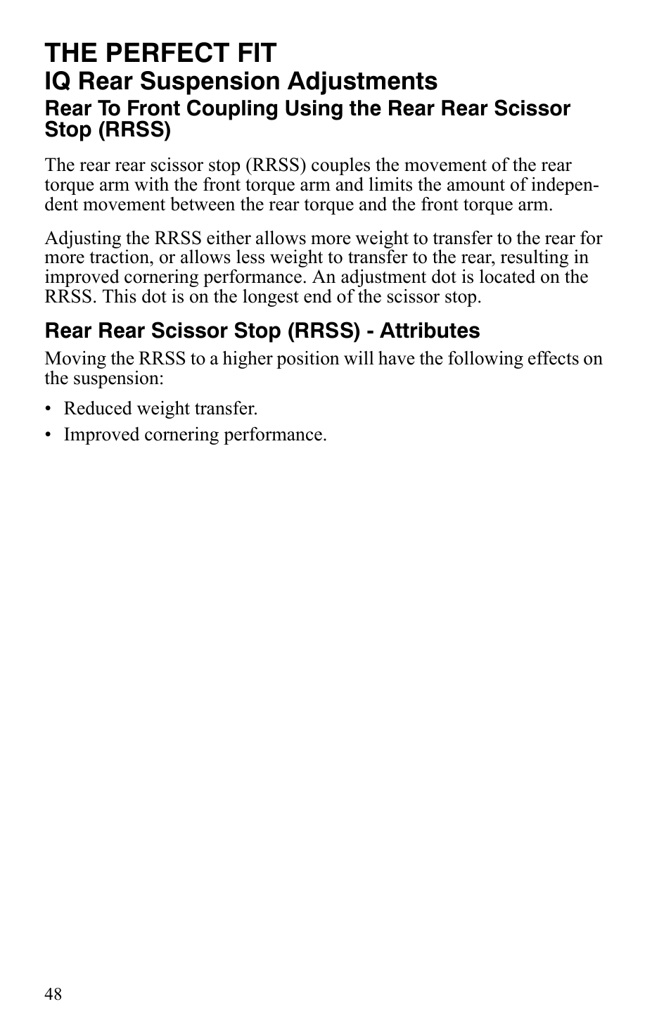 The perfect fit, Iq rear suspension adjustments | Polaris 2007 Dragon User Manual | Page 51 / 137