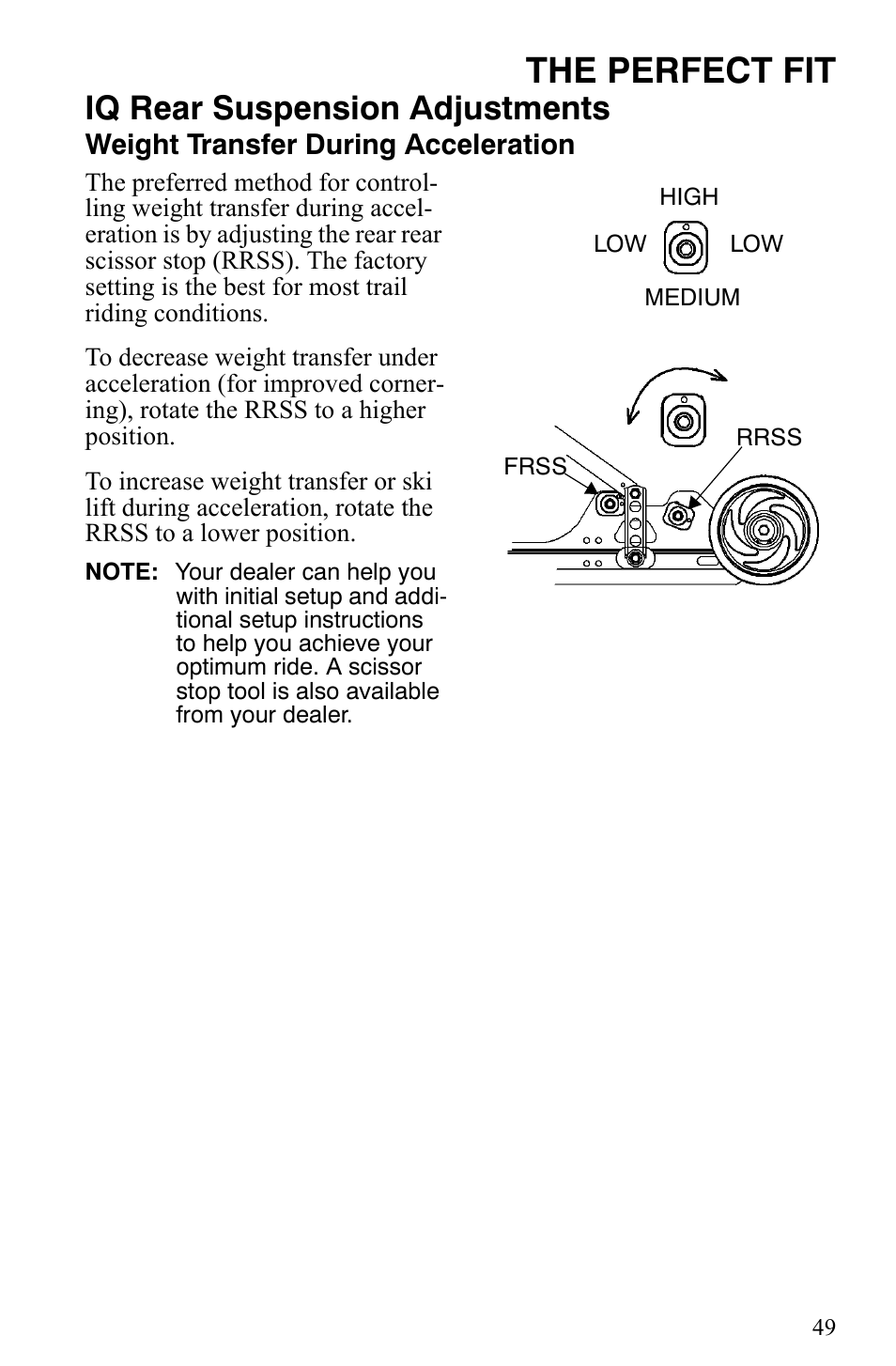 The perfect fit, Iq rear suspension adjustments | Polaris 2007 Dragon User Manual | Page 52 / 137