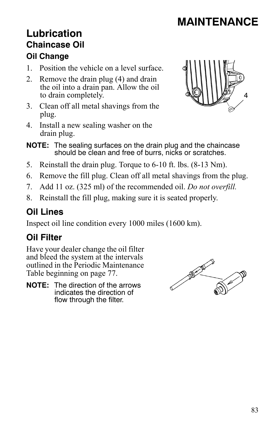 Maintenance, Lubrication | Polaris 2007 Dragon User Manual | Page 86 / 137